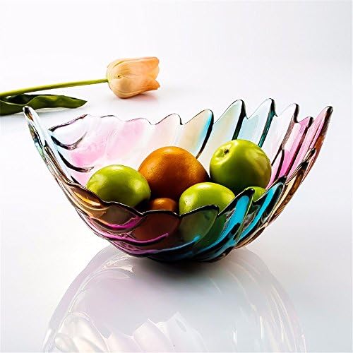 LOSTRYY Colored glass fruit plate creative modern European fruit plate large living room dish tableware