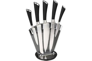 Pradel Heritage, couteau cuisine, set de 5 couteaux de cuisine, Avec 1 couteau chef, 1 couteau à découper, 1 couteau office, 1 couteau multi usage et 1 couteau à pain, bloc tourt 530864 Noir