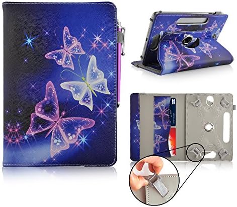 Casezilla Alcatel 7 Inch Tablet 360 Degrees Universal PU Leather Tablet Case - Electric Butterfly