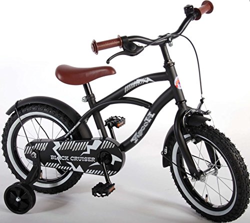 14 Zoll Fahrrad Qualitäts Kinderfahrrad mit Stützräder bike Black Cruiser schwarz matt 41401 - 3