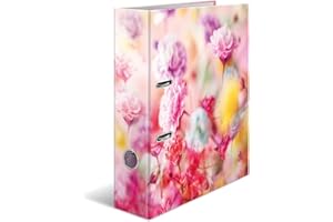 HERMA Folder A4 Pink Flowers, 7 cm Wide, Children's Ring Binder with Plants Motif, Colourful Lever Arch File with Inner Print for Boys and Girls
