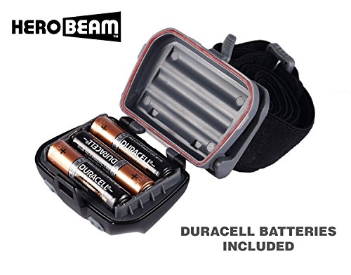HeroBeam® LED Stirnlampe – Beste Kopflampe zum Joggen, Gassi gehen, Angeln, Radfahren, in der Natur, Lesen oder DIY. Weiß/Rot Licht Modi, Notfall S.O.S. Blitz Modus – Sehr helle CREE XP LED mit bis zu 168 Lumen! – Leicht, Bequem und Wetterbeständig – einschließlich Long-Life DURACELL Batterien – 5 Jahre GARANTIE - 7