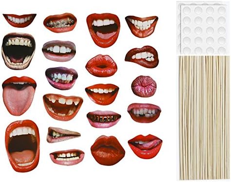 20 PCS Photo Booth Props Funny Red Sexy Lips Mouth Accessories DIY Kit for Party Wedding Chiristmas Birthday Reunions Halloween Graduation Festivals
