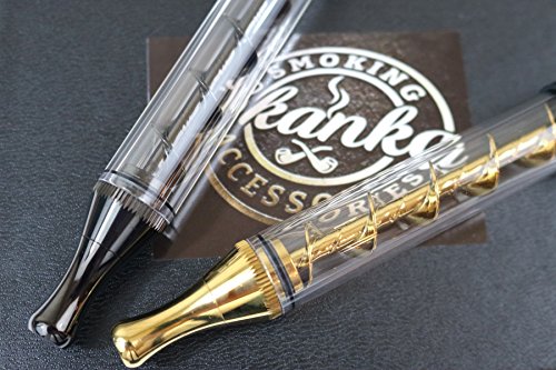 Skanka Twister Glas-Blunt 1,5 Gramm Kräuter Vaporizer Pipe Quarzröhren Gummikappen Reinigungsbürste und Aufbewahrungsbox in Gold mit Drip Tip und Silikon Fit für Bong - 7
