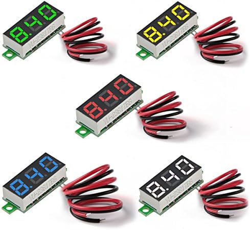 MakerHawk Mini Digital Voltmeter Voltage Tester DC 2.5V-30V 0.28 Inch Two-Wire Mini Meter 5 Colour