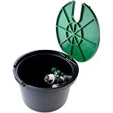 Circular Irrigation Box for Burying with Metal Tap 3/4" Male. Base &Oslash; 17 cm - &Oslash; Lid 19 cm - Height 14 cm. Lid with Easy Openin