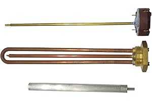 PANAROLA S.L. Resistencia tipo cointra 1u recta + vaina en cobre - L.280mm - rosca 1 1/4´´ - 3000w 230v + anodo magnesio 16x200 M6 + termostato enchufable 280mm