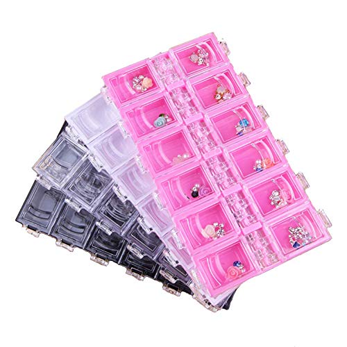 Qiuliguo 4 Packs 12 Grid Diamond Embroidery Box Jewelry Box Nail Art Products Storage Boxes