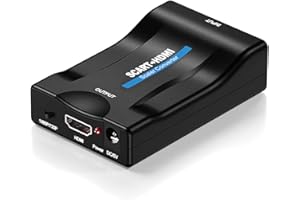 Aolirot SCART a HDMI Convertidor, Convierte La Entrada Euroconector Analógica En Salida HDMI 720/1080p De Audio Vídeo Scart to HDMI Adaptor Converter para HDTV,DVD BLU-Ray,VCR,proyector,VHS,ps1,Xbox