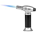 ECVV Culinary Blow Torch, Tintec Chef Cooking Torch Lighter, Butane Refillable, Flame Adjustable (Max 2500°F) With Safety Lock For Cooking, Bbq, Baking, Brulee, Creme, Diy Soldering & More, Black,