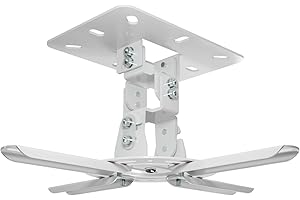 XINLEI Projector Ceiling Wall Mount, Universal Projector Wall Mount with 360°Rotation, 40°Swivel and 30°Tilt, Heavy Duty Adjustable Clamp, Capacity 13.6kg, White PR14W