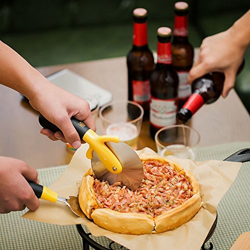 Zestkit 2Stk. Pizzaschneider und Kuchenheber, Pizzaheber aus Edelstahl mit ergonomischen Griff, Spülmaschinenfest - 4