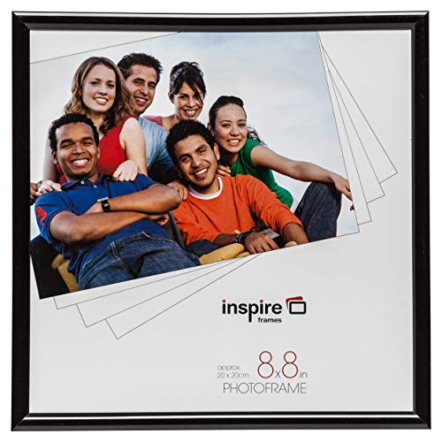 Inspire BLR88BK - Marco de Fotos (20 x 20 cm, 10 mm de Ancho, Apertura Frontal de Cristal), Color Negro