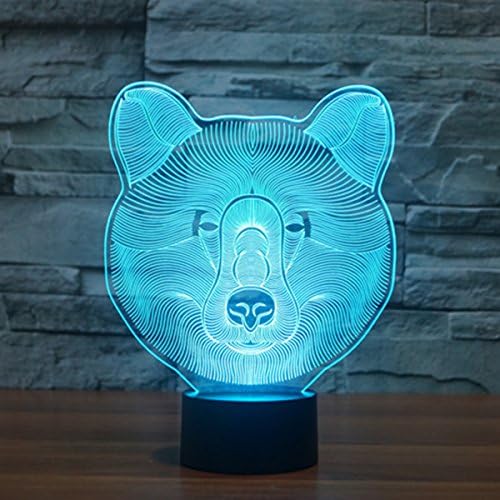 Animal Bear 3D Optical Illusions LED Lamps, FZAI Amazing 7 Changing Colors Acrylic Touch Button Table Desk Night Light with 150cm USB Cable for Kids Bedroom Christmas Birthday Gifts