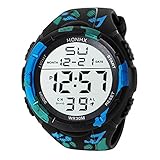 YEARNLY Herren Digitale Armbanduhr, Outdoor Laufen 5 Bar Wasserdichte militärische Uhren, Cool Sport große Anzeige LED Sportuhr mit Wecker für Herren