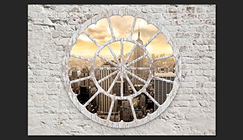 FOTOTAPETE VLIES PREMIUM: 300×210 cm (BxH) – bedruckt auf deutscher Premium Vliesleinwand – Keine Papiertapete ! – 3 Farben zur Auswahl – Top – Tapete – Wandbilder XXL – Wandbild – Bild – Fototapeten – Tapeten – Wandtapete Wand New York City Stadt Architektur Ziegel Holz Strand Sepia d-A-0008-a-b - 7