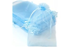 DUORIES 30 sacchetti in organza da riempire, sacchetto regalo in organza, con coulisse, per festival, feste, matrimoni, caramelle, gioielli, lavanda, 7 x 9 cm, azzurro
