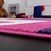 Designer Rug - Kids - Woven - Trendy Retro Style - Magenta Purple Cream, Size:60x100 cm