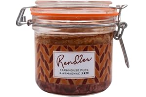 Rendles - Farmhouse Duck & Armagnac Pate (280g) - Reusable Kilner Jar filled with Artisan Duck Pate, Rich Infusion of Orange & Armagnac, Gluten Free, No Colouring Agents, No Preservatives, Idea Gift