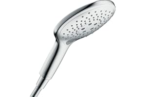 ‎HANSGROHE hansgrohe Raindance Select S - Duschkopf, Handbrause mit 3 Strahlarten, runde Duschbrause (150 mm), Brausekopf mit Antikalk-Funktion, Chrom, 28588000