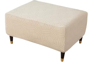 Meigeh Fundas de Puff Taburetes Fundas Otomanas Funda de Reposapiés de Sofá Cubre Puff Rectangular Beige Cuadrado
