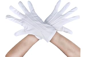 Jonami Guantes Blancos Algodón Guantes de Papá Noel, Disfraz de Adulto para Navidad, Carnaval, Fiesta Temática, Disfraz, Teatro