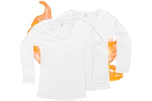 DOUBLE M, 1, 2 o 3 Unidades Camiseta Térmica Mujer, Camiseta Manga Larga Cuello Redondo, Material Algodón y Felpa, para Otoño-Invierno, Blanco Talla S, M, L, XL o XXL