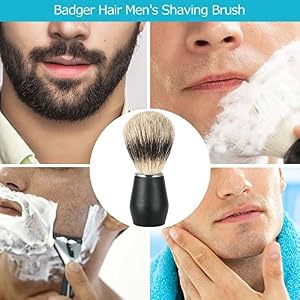 Anself Men's Badger Shaving Brush Bristle Razor Brush Metal Handle - Image 2