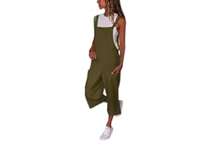 HAOLEI 2024 Damen Overall Aus Baumwolle Und Leinen, Günstig Latzhose Lässig Modisch, Jumpsuit Sommer Elegant Schick, Ärmelloser Cargo-Overall, Sommerhose Leicht Und Luftig, Romper Locker Atmungsaktiv