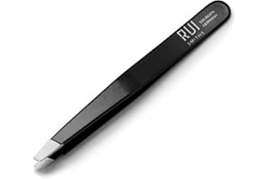 Rui Smiths True Tweezer - Pinzette con punta obliqua, in acciaio inox, colore nero, prodotte a Solingen, Germania