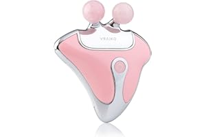 VRAIKO GemGlow Jade-Roller und Gua-Sha-Gerät, 4-in-1 Gua-Sha-Gesichtswerkzeuge, Gesichtsmassagegerät mit Rotlichttherapie und Wärme, Muskelentspannung, lindert feine Linien und Falten (Rosenquarz)