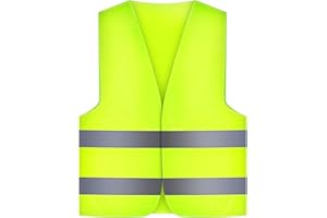 iSagax 1 Pack Hi Vis Vests High Visibility Jackets, Hi-vis Reflective Safety Vest for Men, Women, Neon Yellow/Green Colour, Car Breakdown, Workspot