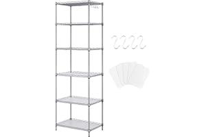 Solerconm Étagère de Rangement en Métal，Rangement à 6 Niveaux Meuble，Meuble de Rangement，Étagère de Cuisine，Salle de Bain，pour Cuisine,Salon,Balcon, Placard, Garde-mange,Garage（Argent 42*30*160cm）