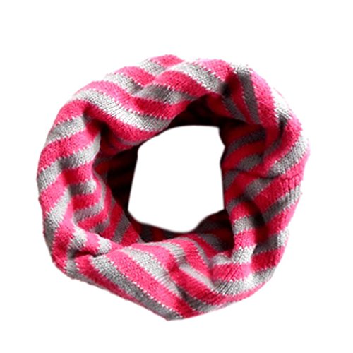 Koly® Boys Girls Scarf Shawl Winter Neckerchief O-ring Knit Woolen Baby Scarf Neck Warmer (Hot pink)