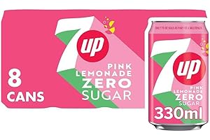 7UP Zero Pink Lemonade, 330ml can (Pack of 8)