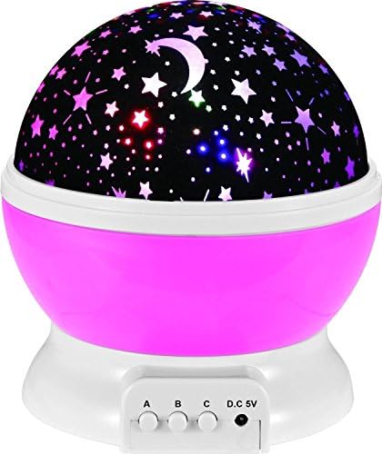 Redlution Star Night Light Projector Romantic Sun And Star lighting Lamp 4 LED Beads 3 Modes Desk Rotating Mood Light Projector for Baby Nursery Bedroom Children Room and Christmas Gift