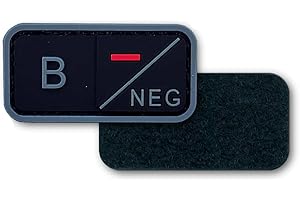 TACRO Parche Grupo Sanguineo Policial y Militar Rubber (Parche Grupo Sanguineo B- Policial y Militar Rubber)