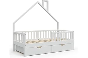 VitaliSpa House bed Noemi, White, 80x160 cm with 2 drawers