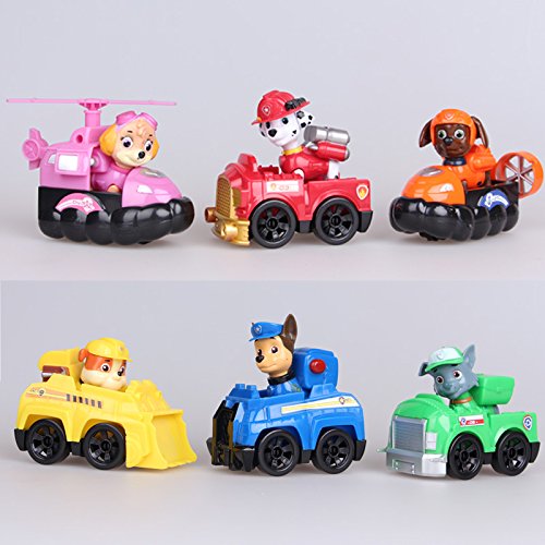 Paw Patrol -Patrulla Canina con su vehículo - set 6 figuras-con bolsa de plastica SIN CAJA - 9.5*5.8*8cm - piezas...
