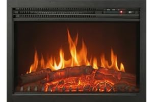 CHEMIN'ARTE Chimenea eléctrica empotrable Oxford con Efecto de Llama Leds - Chimenea eléctrica con calefacción – Inserto de Chimenea - Mando a Distancia - 61x20x45cm