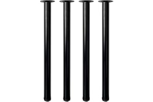Jahof Adjustable Table Legs 75 cm, Metal Desk Legs with Extendable Foot Pad, Furniture Legs for DIY Desk, Home, Office, Ø50mm, Set of 4 (Black)