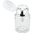 PANA Professional 3.3 oz. Silver Side Lid with Clear No-Labeled Push Down Liquid Pumping Dispenser Bottle