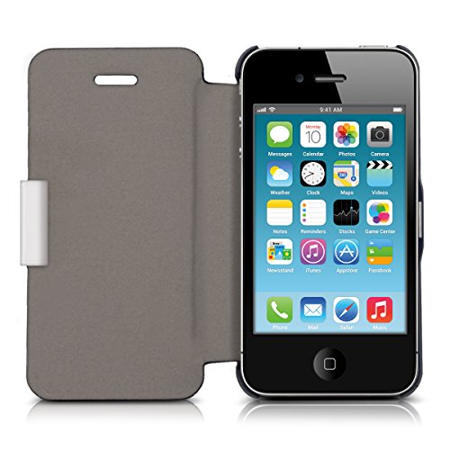 kwmobile Funda para Apple iPhone 4   4S - Carcasa con  Tapa Tipo Libro  para m  vil - Case Protector en  Azul Oscuro 