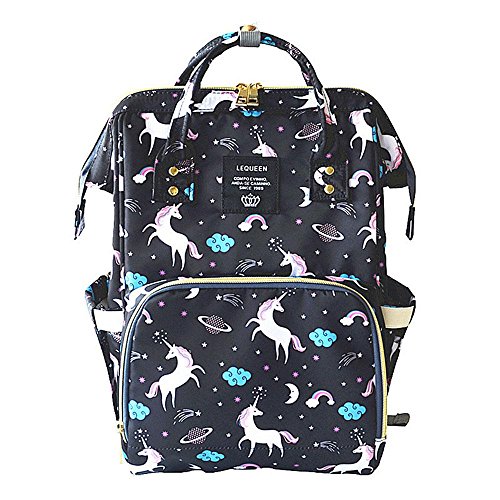 Preisvergleich Produktbild FOONEE Einhorn Wickeltasche Rucksack – Multifunktions-Wasserdicht Schwangerschafts Wickeltaschen für Reisen mit Baby – Große Kapazität, Langlebig und Elegant Schwarz