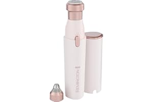 REMINGTON® 2-in-1 Facial Hair Remover [Hypoallergenic Attachments, LED Light, USB-C, 80min Runtime] BareMe (Gentle Shaver, Trimmer, Brow Sculptor, 100% Waterproof, Integrated Storage Cap) WFS200