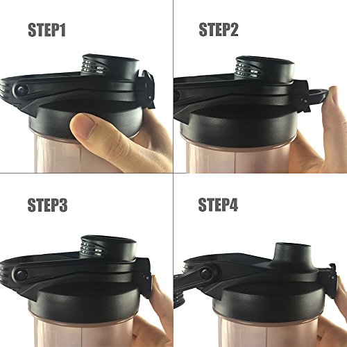 Blenderbottle, Sportflasche Trinkflasche mit Blenderball, Knopf-Design Klippverschluss & Schraubverschluss zur Dicht, Mixer für Sport, Büro und Alltag, 700ml/24oz - 7