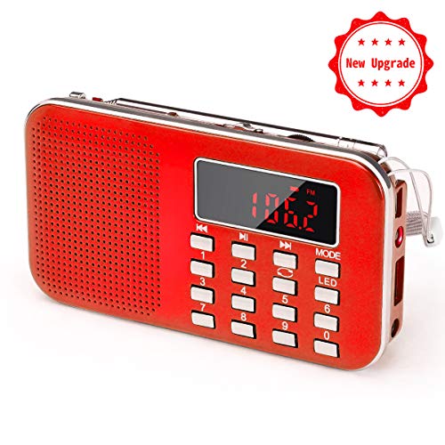 PRUNUS L-218AM Mini-Radio Portable Ultra-Fine AM(MW)/FM MP3 Micro SD AUX USB, Batterie Amovible Rechargeable 1200MAH Enregistre et Numérote Les Stations de Radio [Se Fait Uniquement Automatiquement]