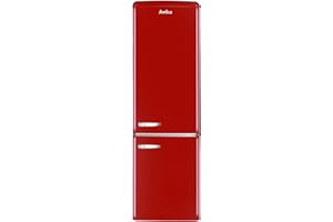 Amica KGCR 387 100 R Retro Kühl-/Gefrierkombination / Chili Red (Rot) / 181cm (H) x 55cm (B) x 62cm (T) / Retro-Design / Kühlschrank mit Gefrierfach
