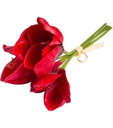 Kunst-Stielblume Rosenzweig Mit 4 Blüten Rot 71cm Naturgetreue Blüte Seidenblume