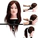 LuckyFine 20 inch 100% Real Long Brown Human Hair Hairdressing Practice Training Head Mannequin + Adjustable Holder